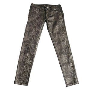 MNG Jeans Black Metallic Snake Print Stretch Skinny Jeans EUR Size 40 US Size 8